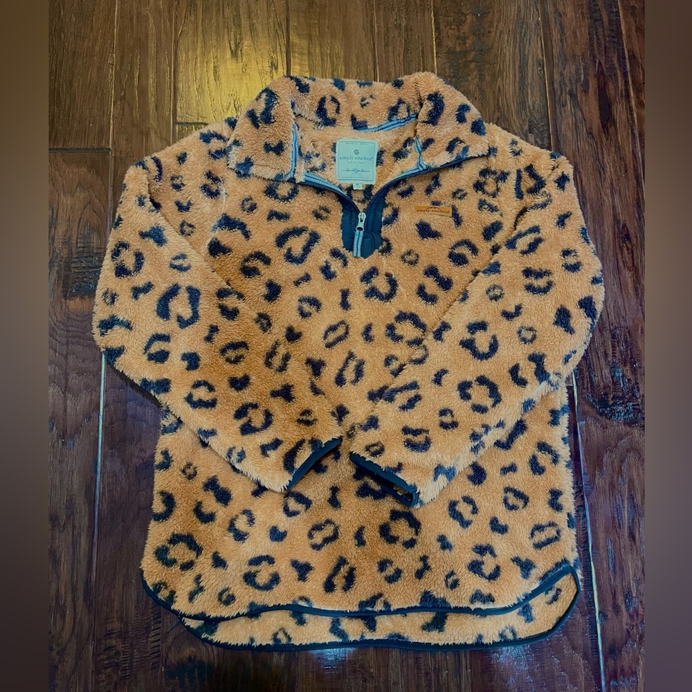 Simply Southern Cheetah Leopard Print Soft Fleece Jacket Women’s Size Medium